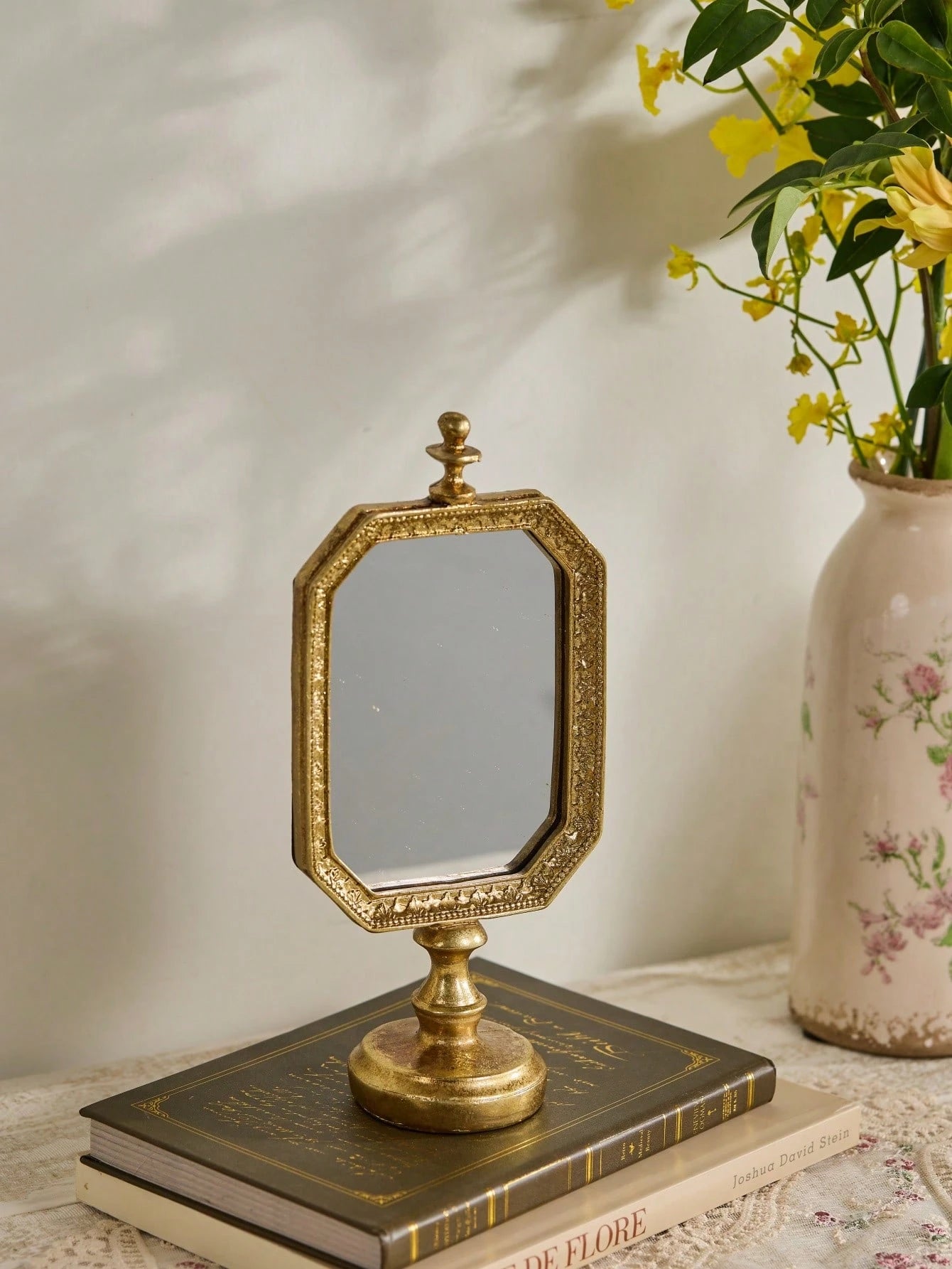 Specchio da tavolo intagliato vintage -