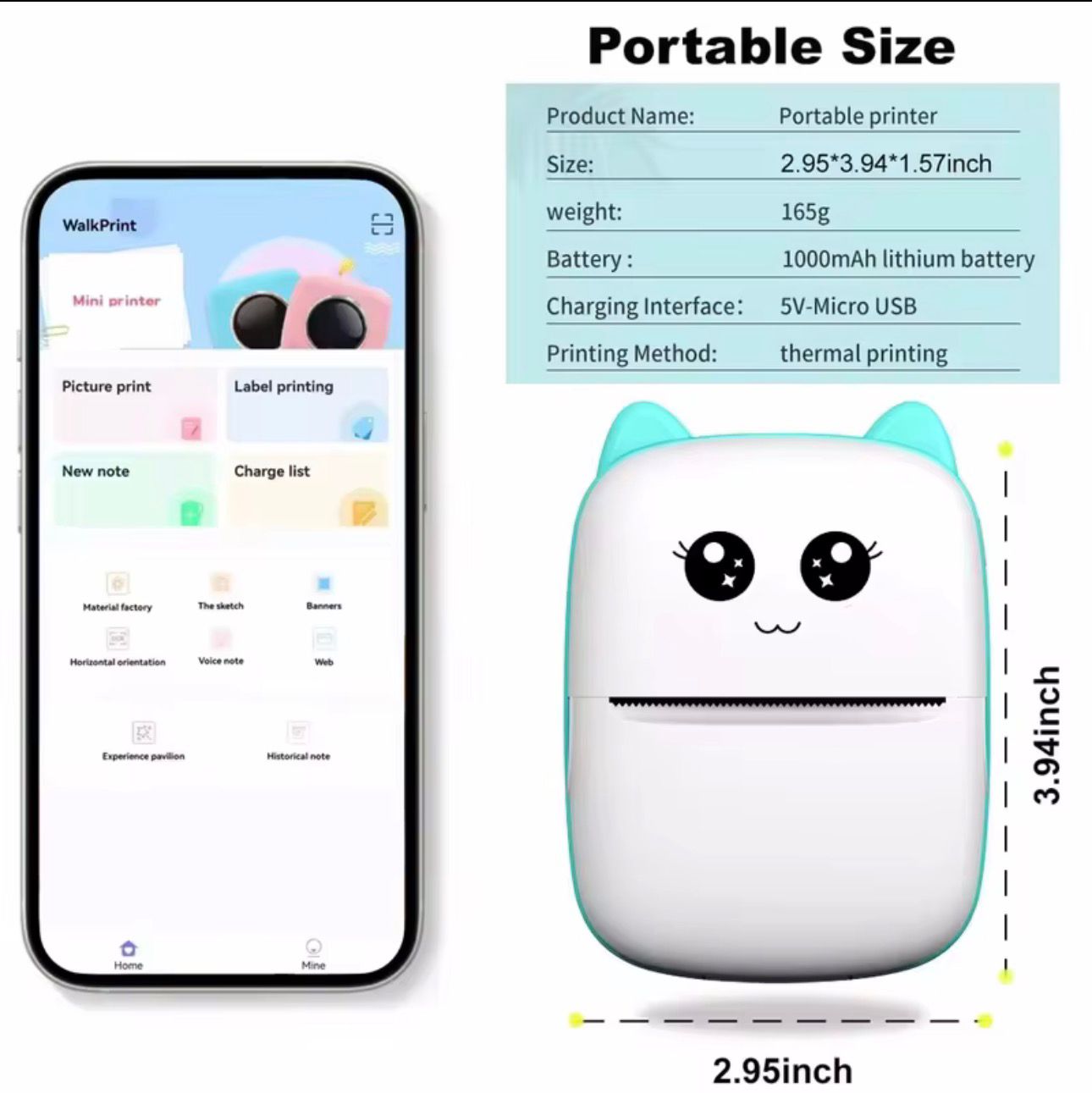 Stampante Termica Portatile Mini – Senza Inchiostro | Stampa da App per Foto, Note e Etichette 📸✨