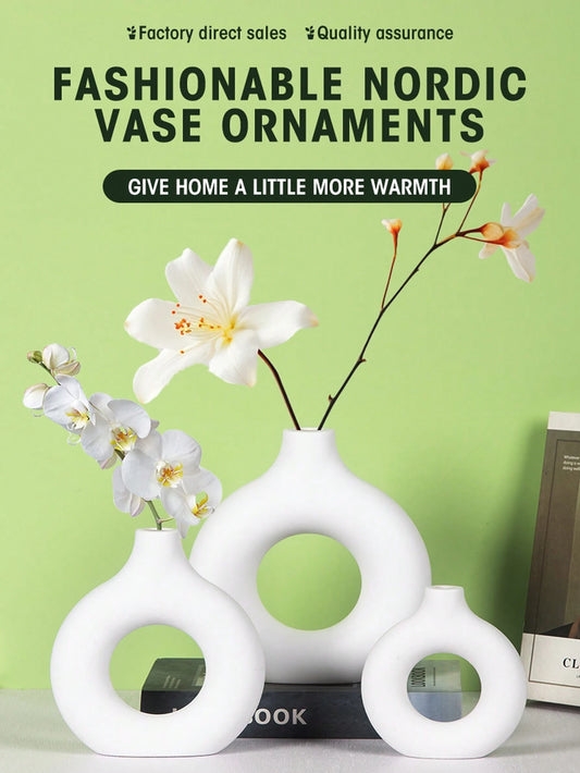 Vaso Decorativo in Ceramica Bianca – Elegante per Soggiorno, Camera da Letto e Ufficio